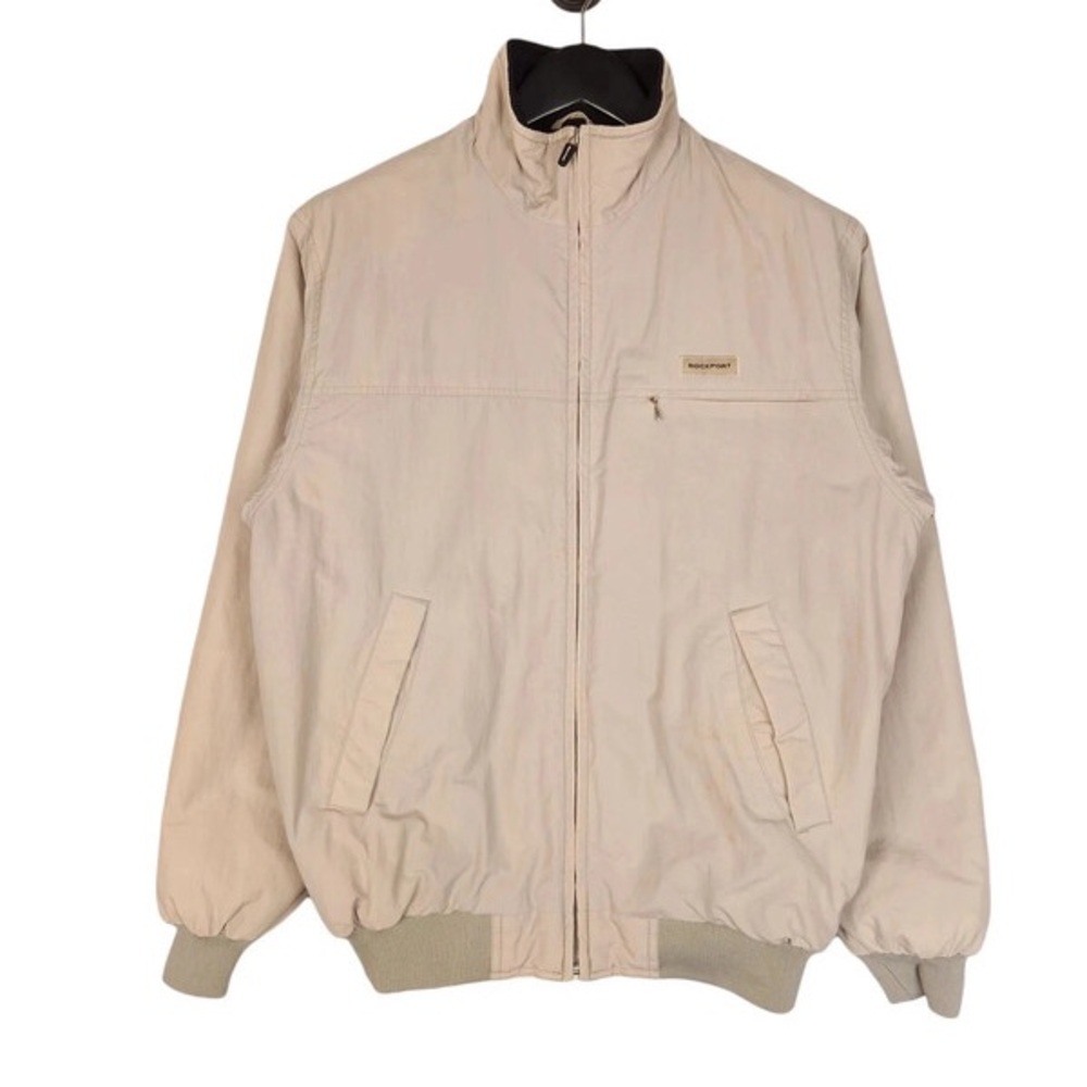 Y2K Rockport Bomber Jacket Size Small / Medium In Beige Men's Vintage